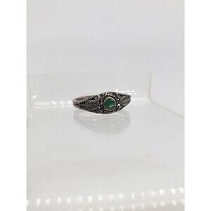 Sterling Silver Ring Size 8.75 with Green Stone 925